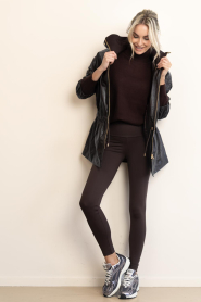 Deblon |  Leather high neck parka Skyler | burgundy | Picture 4