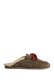 Posa |  Suede loafers with fur Mule | dark brown | Picture 1