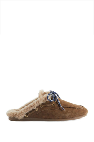Toral |  Suede slip-on mules with sheepskin Blanche | camel | Picture 1
