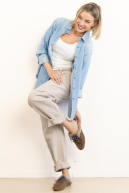 Toral |  Suede slip-on mules with sheepskin Blanche | camel | Picture 4