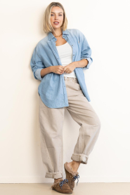 Toral |  Suede slip-on mules with sheepskin Blanche | camel | Picture 5