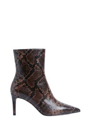 Toral |  Leather ankle boot with snake print Tamara | dark brown