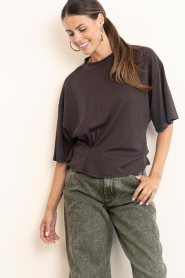 Second Female :  Soft shirt with smock detail Missouri | brown - img2