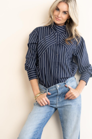 Co'Couture |  Striped blouse Somo | blue | Picture 2