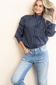 Co'Couture |  Striped blouse Somo | blue | Picture 5