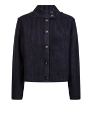 Co'Couture |  Knitted cardigan with buttons Row | blue