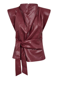 Co'Couture |  Faux leather wrap top Gitt | burgundy | Picture 1