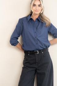Co'Couture :  Cropped checked blouse Daxter | blue - img2
