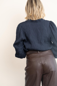 Co'Couture |  Crepe blouse V-neck Camello | navy | Picture 8