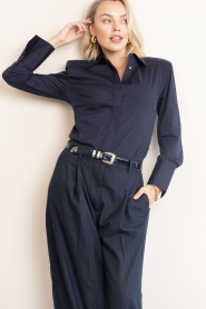 Co'Couture |  Fitted stretch blouse San | navy | Picture 6