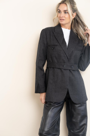 Haute L'Amitié |  Blazer with belt Bellis | grey | Picture 2