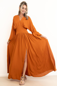 Eve |  Maxi dress with flared sleeve Eve | burnt orange | Picture 7