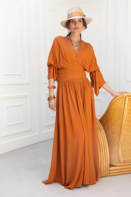 Eve |  Maxi dress with flared sleeve Eve | burnt orange | Picture 3