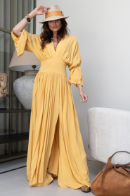 Eve :  Maxi dress with flared sleeve Eve | yellow - img5