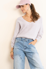 American Vintage :  Soft knitted V-neck sweater Damsville | natural - img4