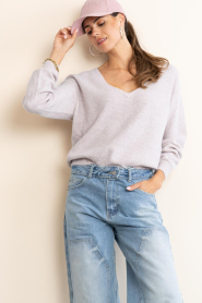 American Vintage :  Soft knitted V-neck sweater Damsville | natural - img5