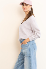 American Vintage :  Soft knitted V-neck sweater Damsville | natural - img6