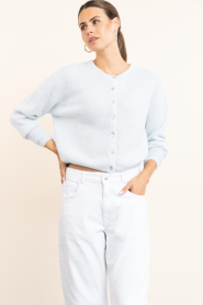 American Vintage |  Soft alpaca cardigan Vitow | blue | Picture 5