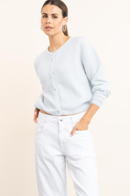 American Vintage |  Soft alpaca cardigan Vitow | blue | Picture 6