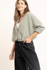 American Vintage |  Soft alpaca cardigan Vitow | green | Picture 6