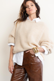 American Vintage |  Soft knitted sweater Cyrow | beige | Picture 4