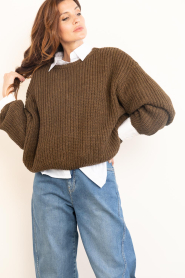 American Vintage |  Soft knitted sweater Cyrow | brown | Picture 6