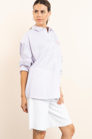 American Vintage :  Cotton stripe blouse Soabird | pink - img7