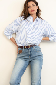 American Vintage |  Boxy striped blouse Nurway | blue | Picture 2