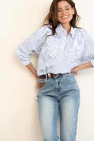 American Vintage |  Boxy striped blouse Nurway | blue | Picture 4