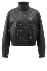STUDIO AR |  Lamb leather bomber with studs Salma | brown | Picture 1