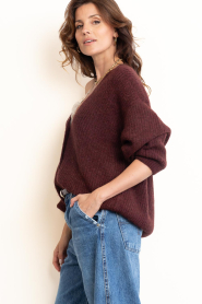 American Vintage |  Knitted oversized cardigan | burgundy | Picture 8