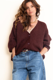 American Vintage |  Knitted oversized cardigan | burgundy | Picture 4