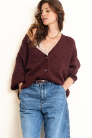 American Vintage |  Knitted oversized cardigan | burgundy | Picture 5