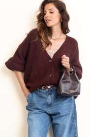 American Vintage |  Knitted oversized cardigan | burgundy | Picture 2