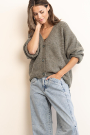 American Vintage |  Knitted oversized cardigan East | green | Picture 4
