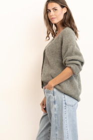 American Vintage |  Knitted oversized cardigan East | green | Picture 5