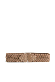 Little Soho |  Braided suede stretch belt Nicole | taupe