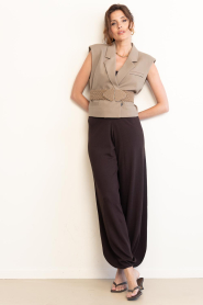 Little Soho |  Braided suede stretch belt Nicole | taupe | Picture 4