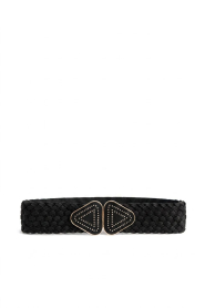 Little Soho |  Braided suede stretch belt Nicole | black