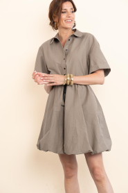 Co'Couture :  Cotton mini dress | taupe - img9