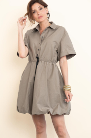 Co'Couture :  Cotton mini dress | taupe - img5