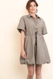 Co'Couture :  Cotton mini dress | taupe - img8