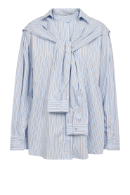 Co'Couture |  Striped blouse with wrap detail Fiora | blue | Picture 1