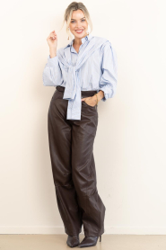Co'Couture |  Striped blouse with wrap detail Fiora | blue | Picture 3
