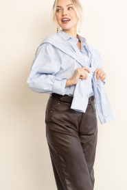 Co'Couture |  Striped blouse with wrap detail Fiora | blue | Picture 5