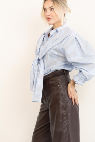 Co'Couture |  Striped blouse with wrap detail Fiora | blue | Picture 6
