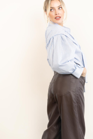 Co'Couture |  Striped blouse with wrap detail Fiora | blue | Picture 7