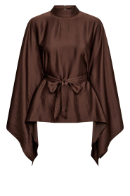 Co'Couture |  Cape blouse with belt Idun | brown | Picture 1
