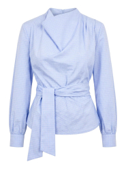Co'Couture |  Checked blouse with button detail Gaian | blue | Picture 1