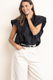 Haute L'Amitié |  Sleeveless poplin blouse Dinnie |  black | Picture 5